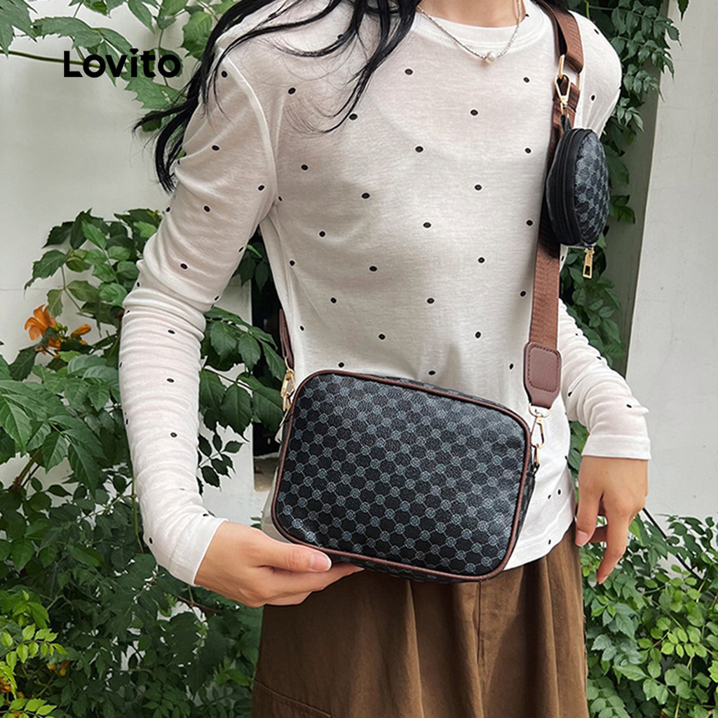 (Trendy) Lovito Conjunto Casual liso de duas diário bolsa de ombro pequena para mulheres LFA72085 - Women Bags