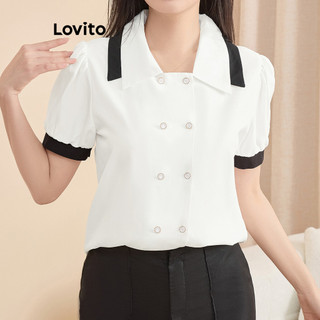 Lovito Blusa Casual lisa com cadarço drapeado para mulheres L121AD1065 em Oferta na Shopee