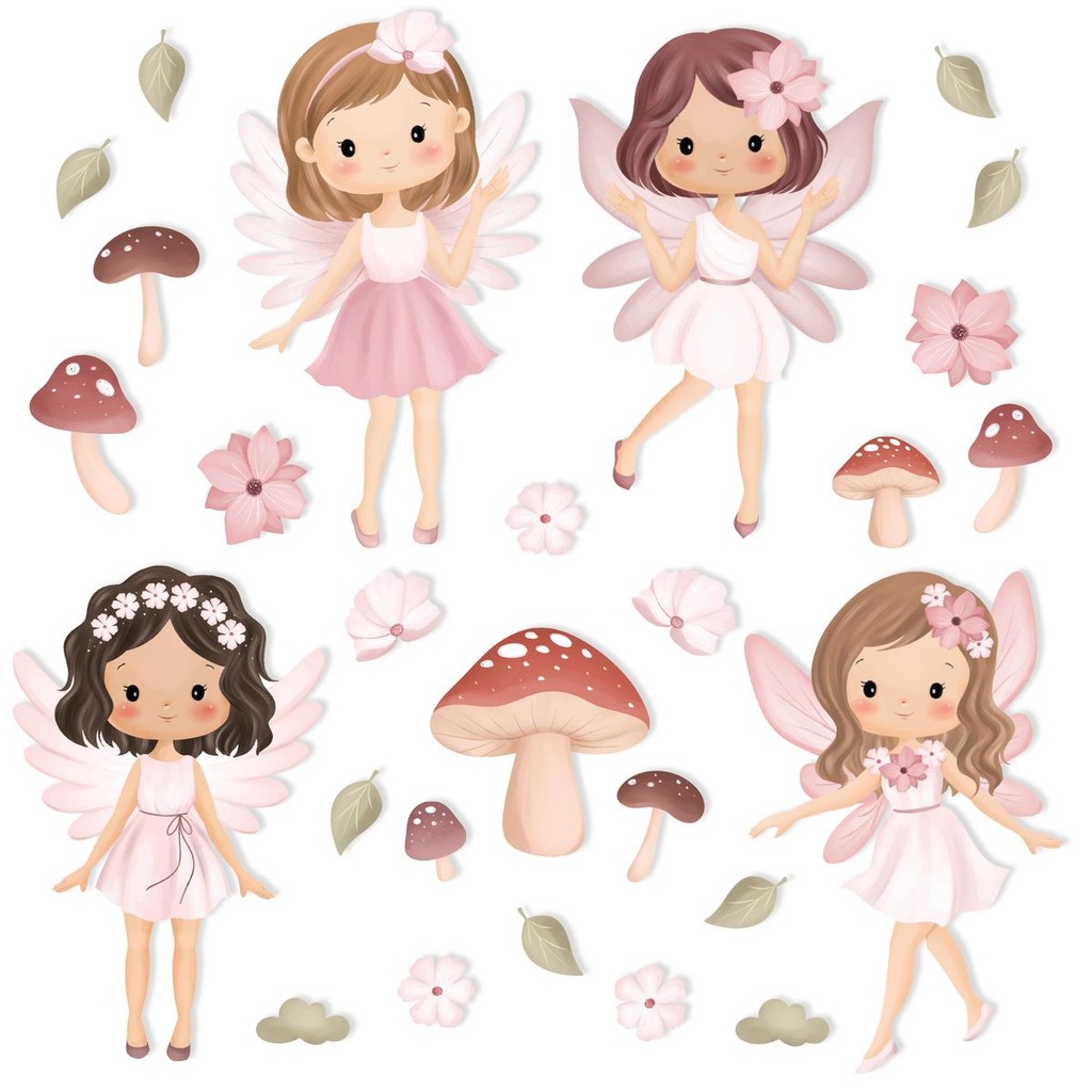 Adesivo de Parede Quarto Menina Jardim Infantil Fadas em Oferta na Shopee