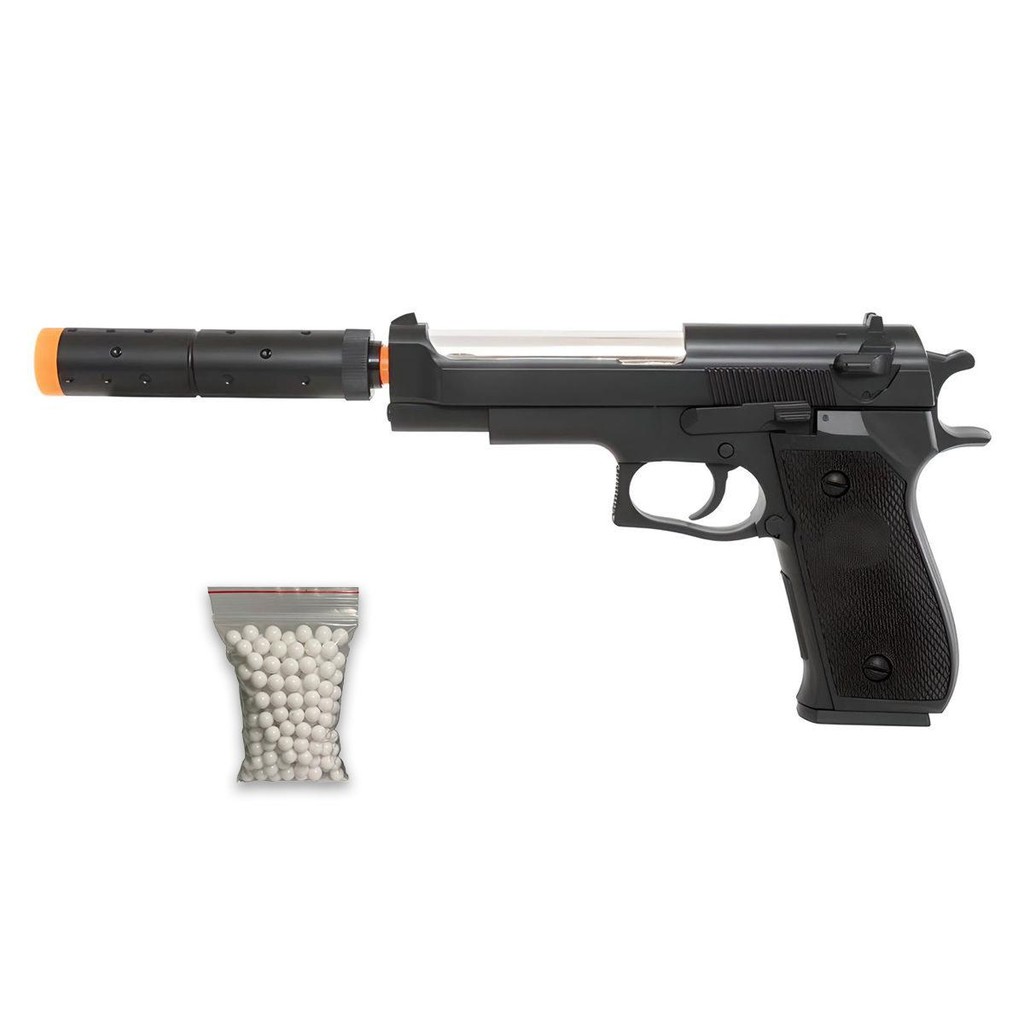 Pistola AirSoft Spring Beretta M22 6mm Preta - Double Eagle + Esfera Promocional em Oferta na Shopee
