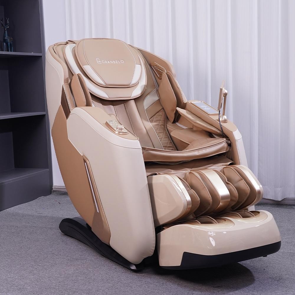 Imagem Poltrona Elétrica 3D Stark Aquecimento Bivolt Reclinação Gravidade Zero Controle LCD Touch PU Bege