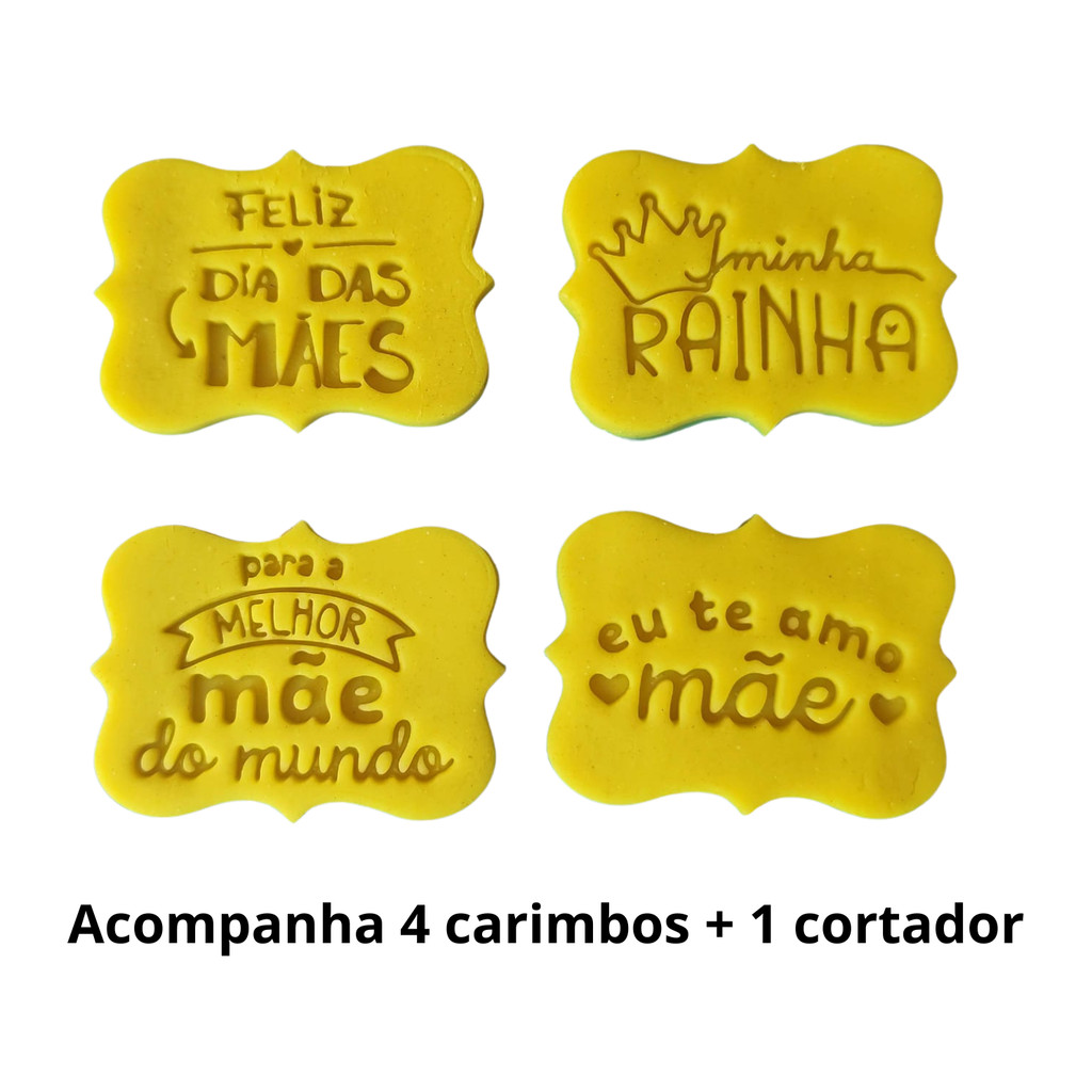 Kit 4 Cortador Dia das Mães Retangular 4x6CM em Oferta na Shopee
