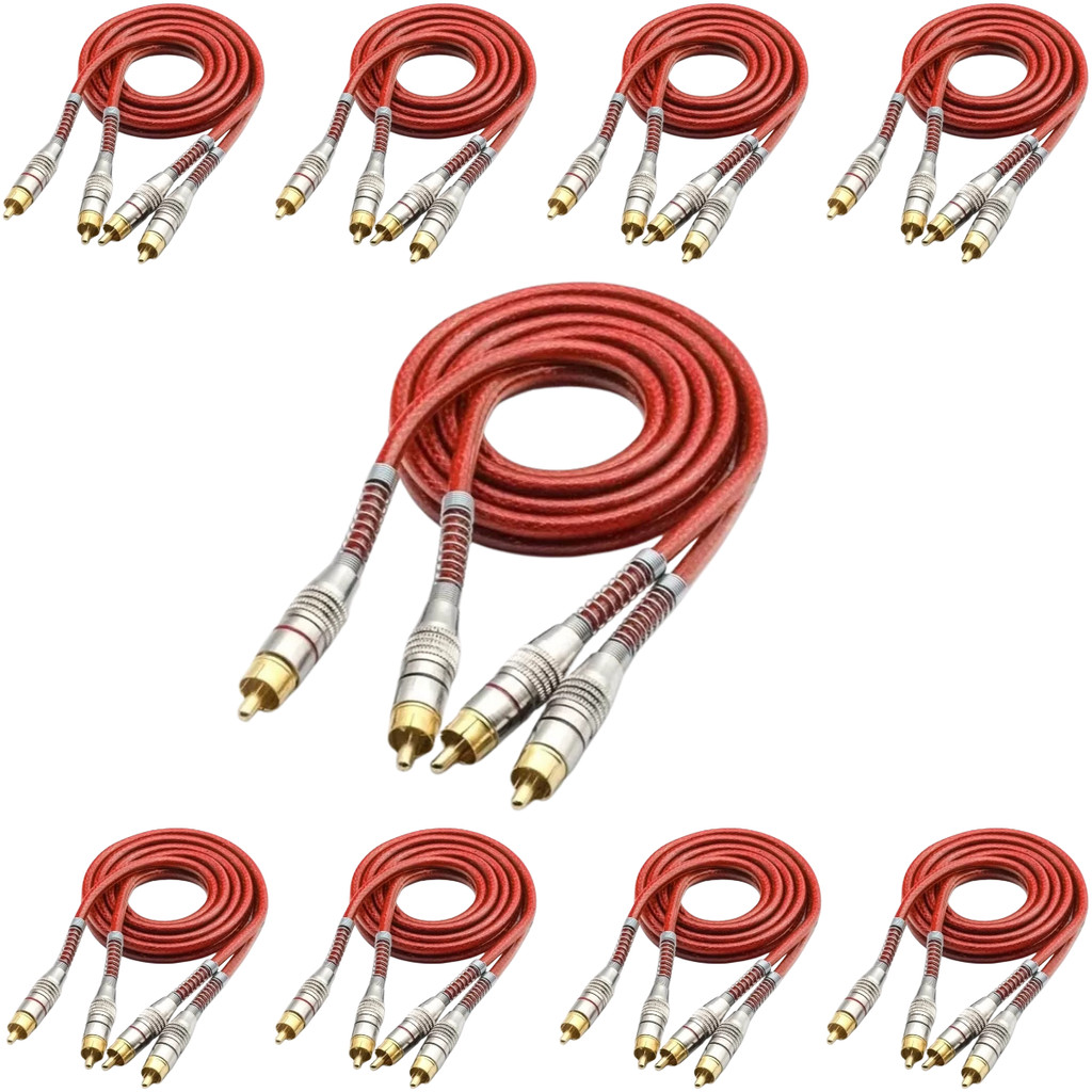 Kit 10 Cabo Rca Blindado 5 Metros Blindado 5m Importado Som Automotivo 5mm  Dupla Blindagem