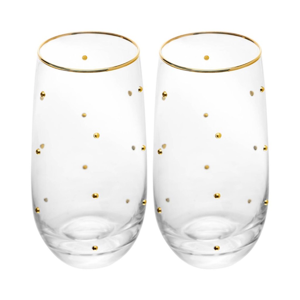 Conjunto 2 Copos Balls Fio de Ouro 300ml Vidro - Wolff