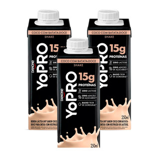 Kit 3 YoPRO Bebida Láctea UHT Coco com Batata-Doce 15g de proteínas 250ml em Oferta na Shopee