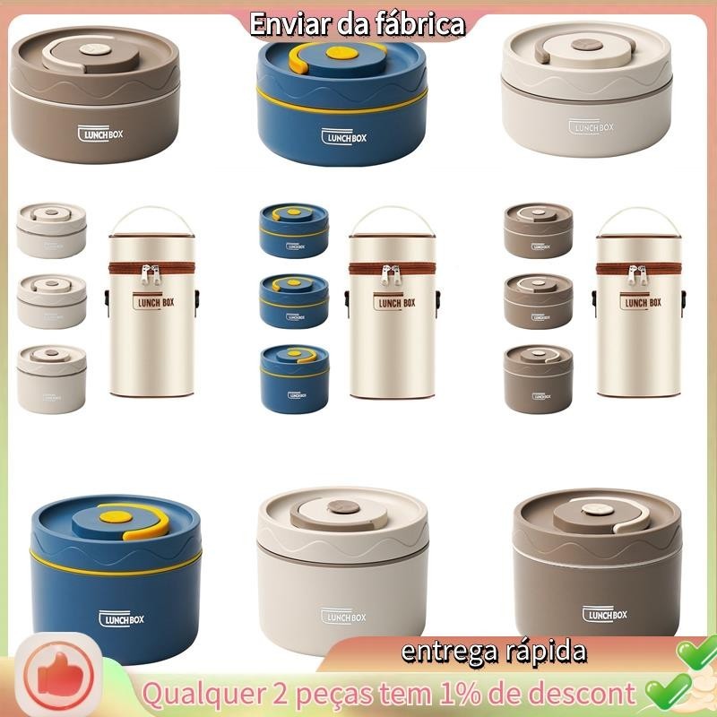 Recipiente Para Almoço Quente De Alimentos , Térmico De Aço Inoxidável Caixa Térmica Portátil De Bento