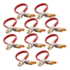 KIT 10 CABO Y RCA BLINDADO VERMELHO 2 MACHOS 1 FEMEA E-TECH PARA SOM AUTOMOTIVO