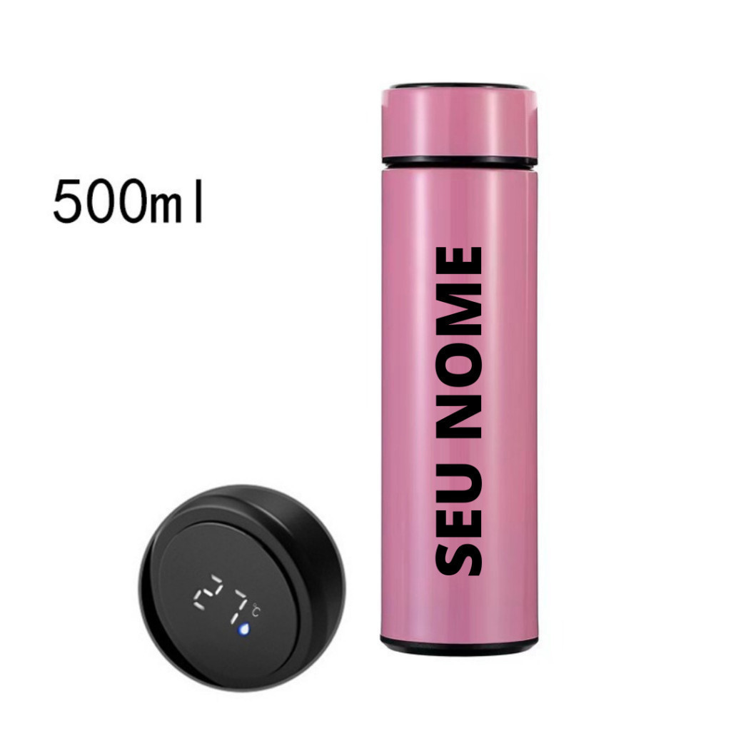 Garrafa Térmica 500ml com termômetro + nome personalizado à laser em Oferta na Shopee