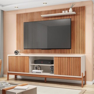 Rack Com Painel TV até 70 Polegadas Marrom Marte Caemmun em Oferta na Shopee