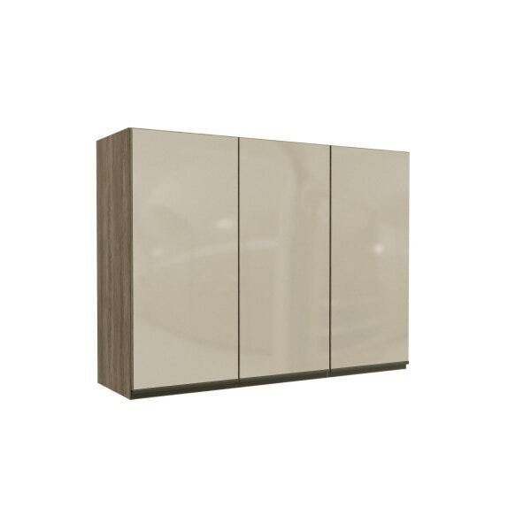 Armário Aéreo com Vidro 3 Portas 120cm Maxxi Nogal