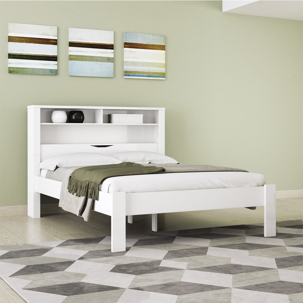Cama Casal Invicta com Baú Branco - Home & Living
