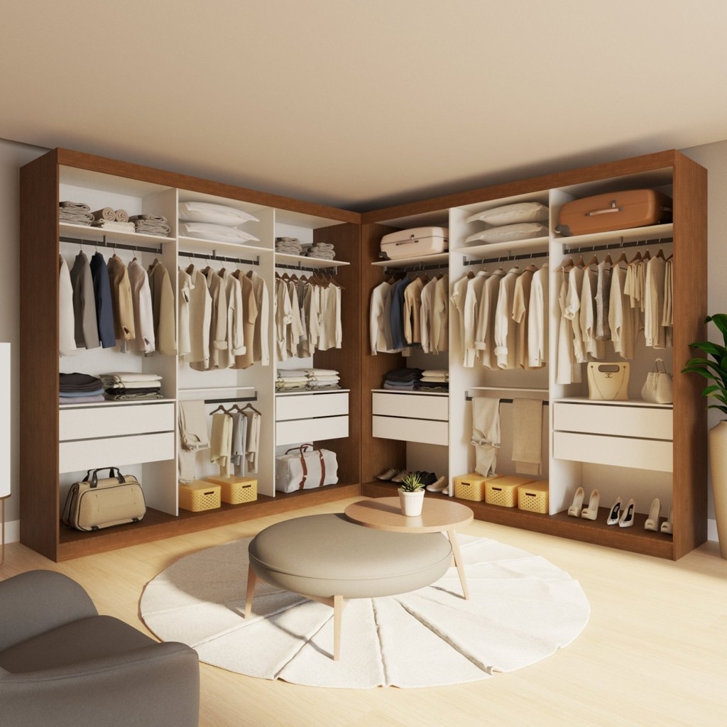 Closet Casal sem Portas 8 Gavetas Paris Duo Premium Carvalho - Home & Living