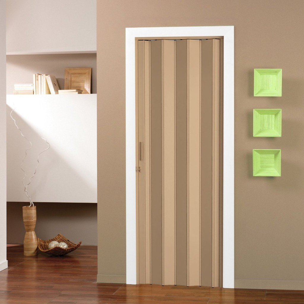 Porta Sanfonada de PVC 210x84cm Translúcida BCF Bege - Home & Living