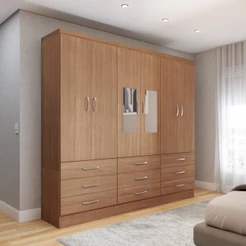 Guarda-Roupa Casal Madri 6 Portas 9 Gavetas com Espelho