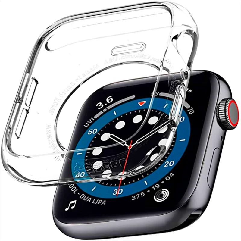 Silicone Capa Para Apple Watch 40mm 38mm 41mm 42mm 45mm 49mm Ultra Smartwatch Macio Meia Capa iWatch Protetora Case