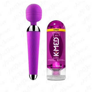 Kit Gel Lubrificante Íntimo e Massagem K med 2 em 1 200ml + Vibrador Varinha Massageador de Clitóris em Oferta na Shopee