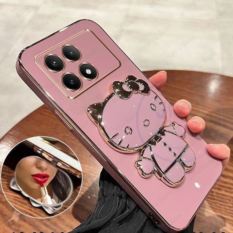 Capinha Capa Xiaomi POCO X6 Pro X6 X5 F5 Pro F4 GT Com Espelho De Maquiagem KT Cat Suporte De Telefone em Oferta na Shopee