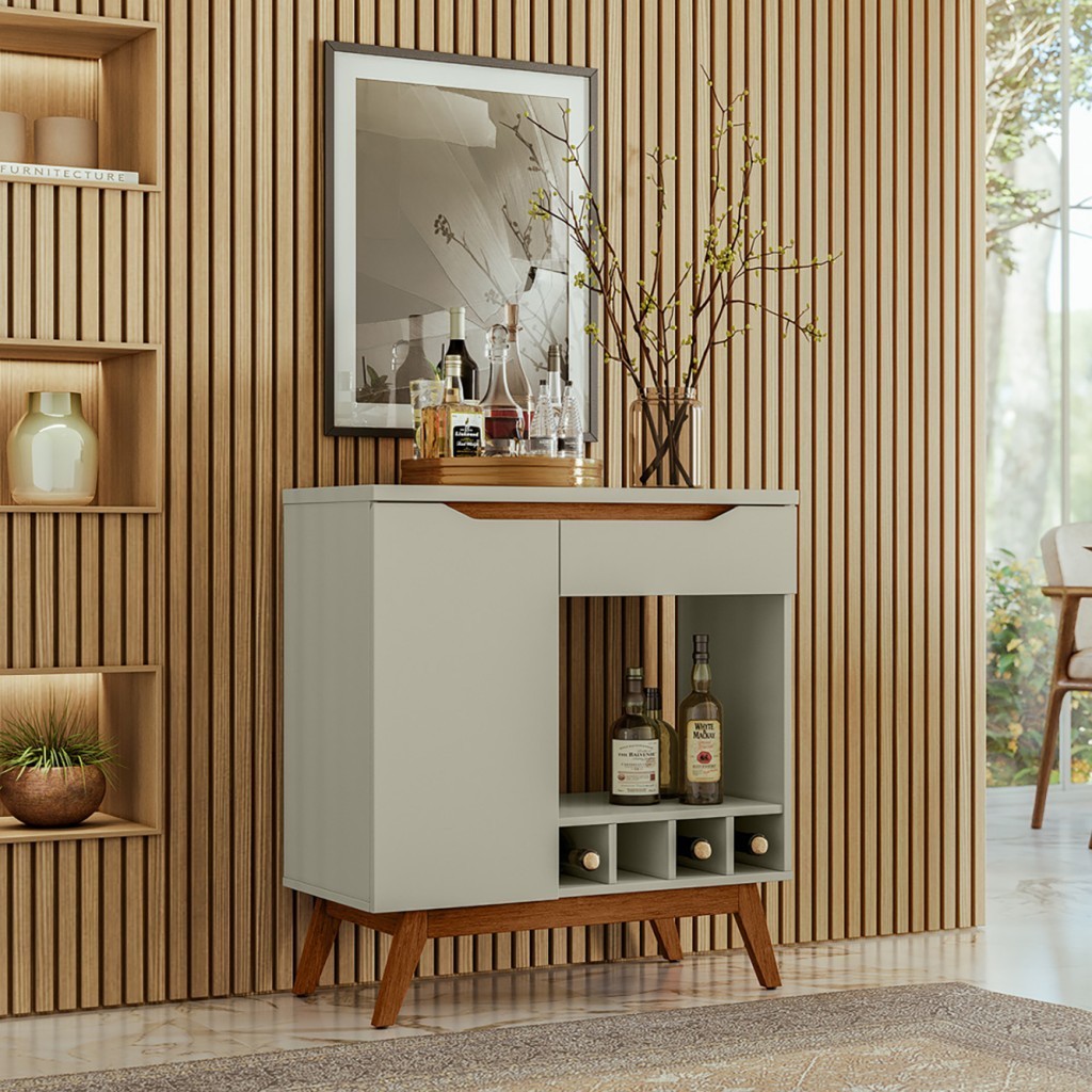 Aparador Retro Adega Toquio 1 Porta 1 Gaveta Off White - Olivar Móveis - Home & Living