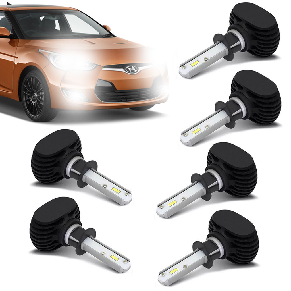 Kit Lampada Ultra Led Veloster Farol Foco Duplo + Milha 2011 Até 2013 6000K
