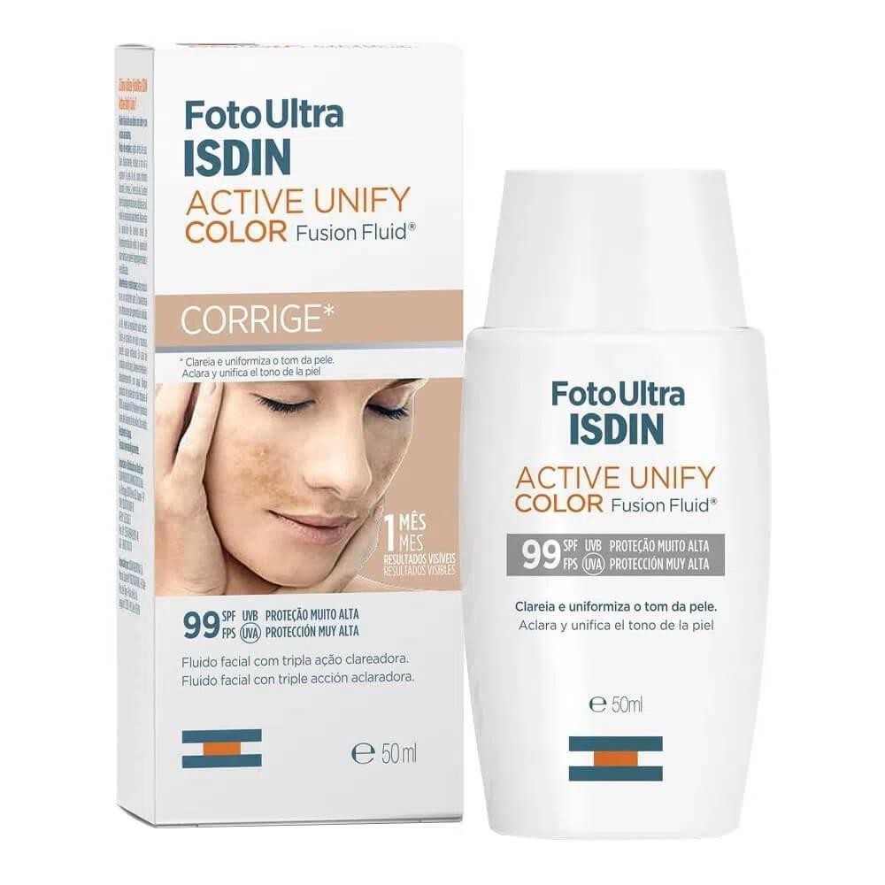 FOTOULTRA CLAREADOR FACIAL ISDIN ACTIVE UNIFY FUSION FLUID COLOR FPS 99 COM 50ML em Oferta na Shopee