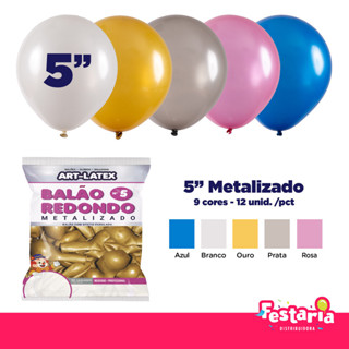 Balão Metalizado 5" Diversas Cores  – 50 Unidades – Art Latex em Oferta na Shopee