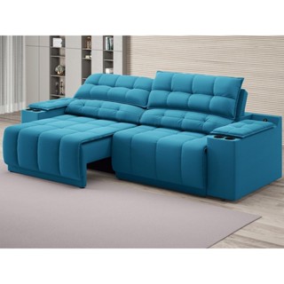 Sofá com Porta Copos Carregador USB Ret Rec Samurai 2,50m Velosuede Royal - NETSOFAS em Oferta na Shopee
