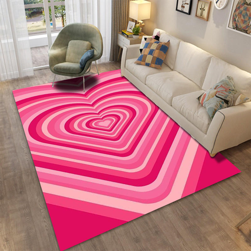 Área Tapete De Piso Antiderrapante Hypnotic Heart Shape Rainbow Papel De Parede Interior E Exterior Sala De Estar Quarto De Crianças Decoração Porta Yoga Pátio