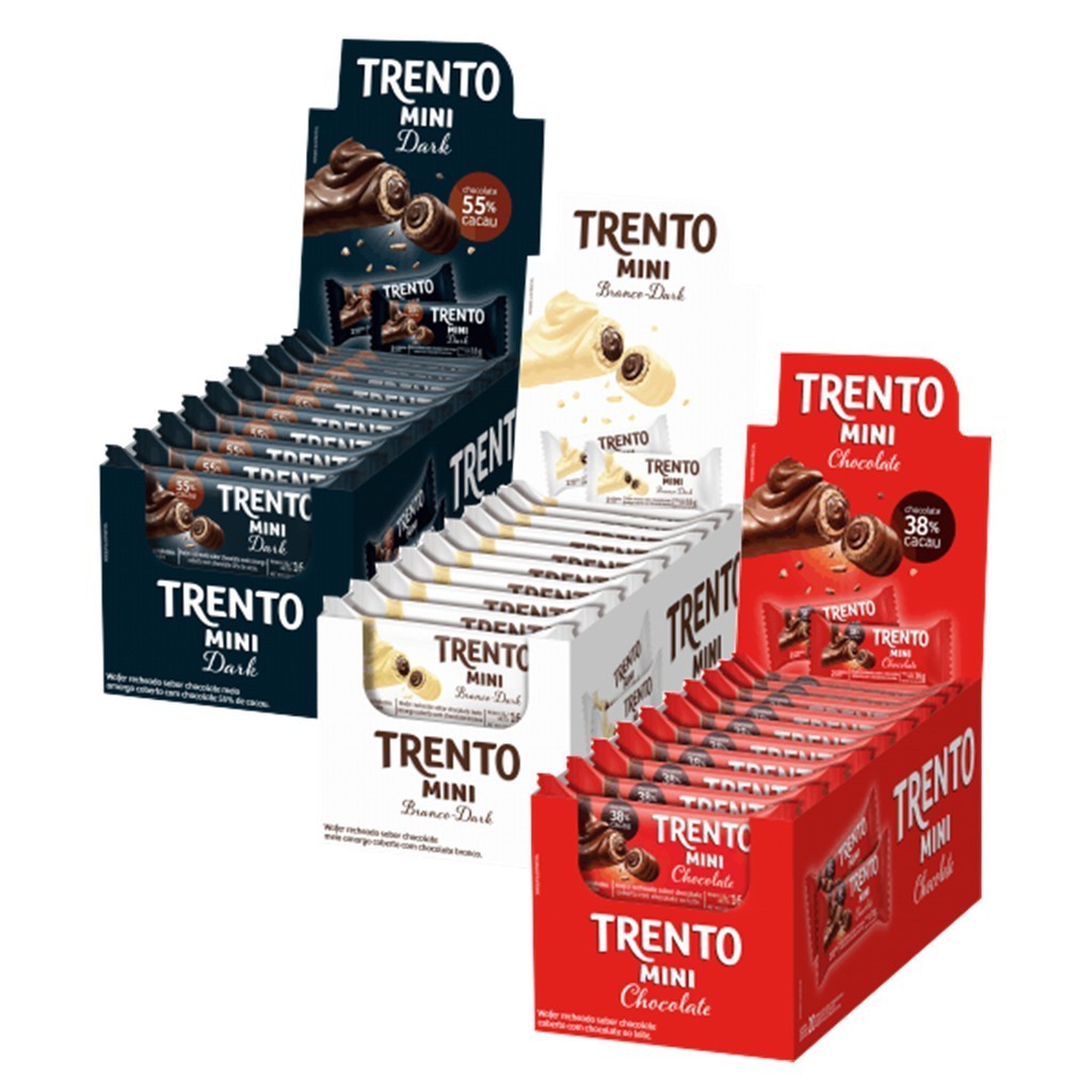 Trento Chocolate Mini Dark 256g 16x16G PECCIN Sabores