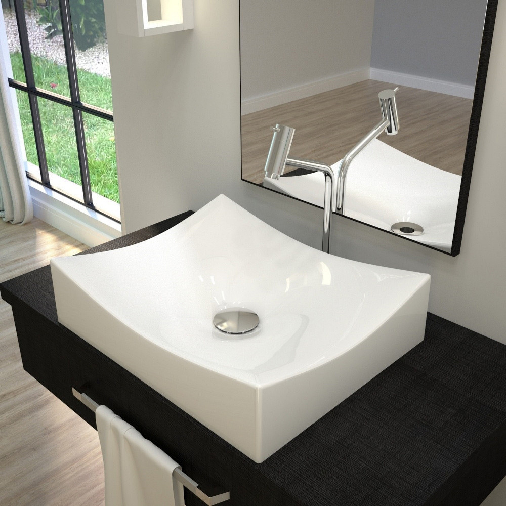 Cuba de Apoio Retangular Para Banheiro Lavabo C01 ML44W Branco - Lyam Decor em Oferta na Shopee