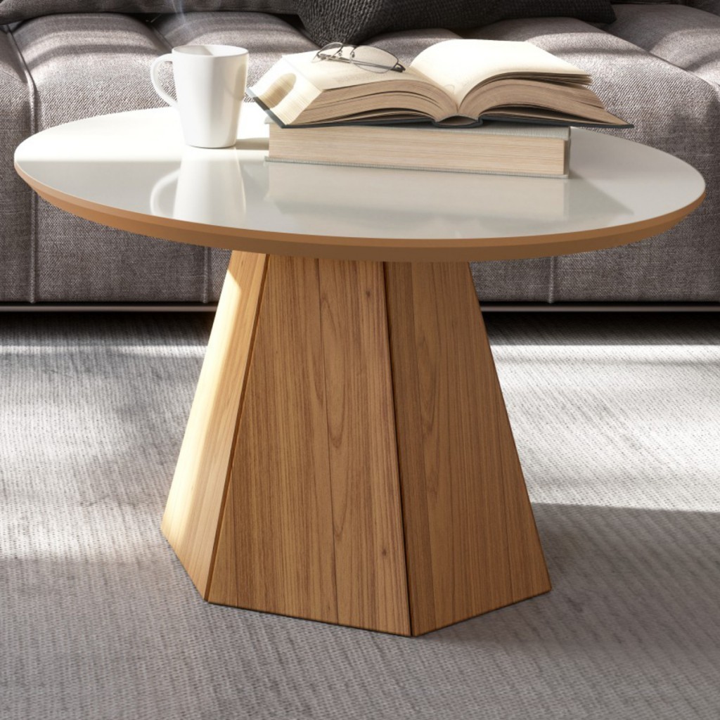 Mesa de Centro 70cm 100% Mdf Off White/Freijo Tb605 - Dalla Costa em Oferta na Shopee