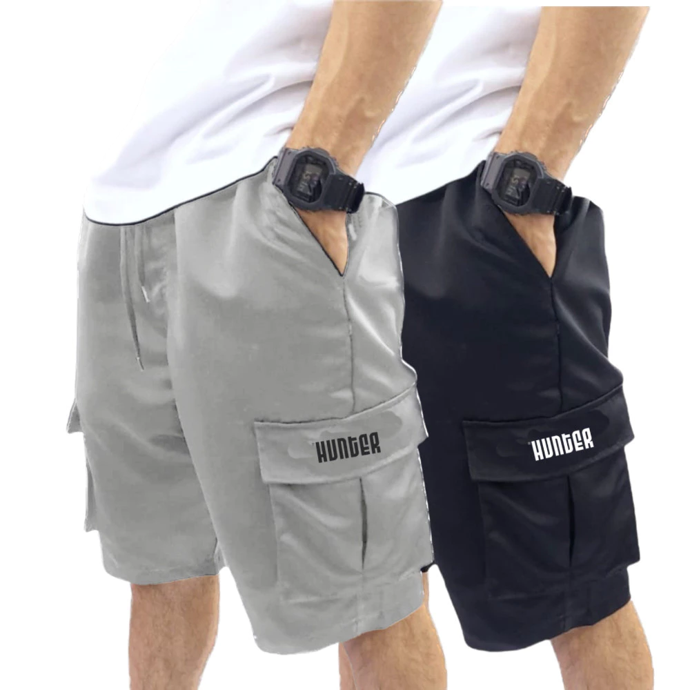 Kit 2 Bermudas Corta Vento Bolso Cargo Hunter Colors Verão — imagem 1