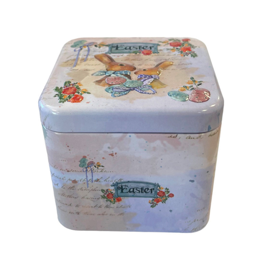 Lata de Metal de Páscoa - Casal de Coelhos - 6,5x7,5cm - 1 unidade - Rizzo em Oferta na Shopee
