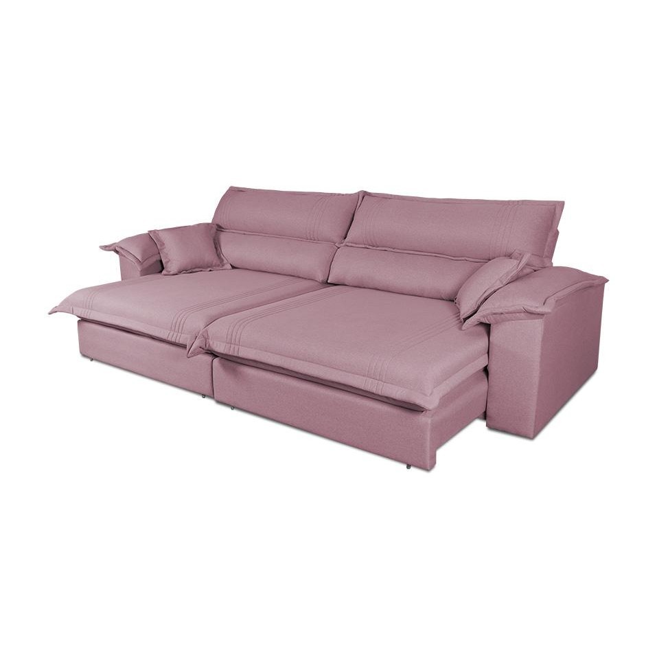 Sofá Retrátil Reclinável 2,30m Nivus Rose c/ Molas Ensacadas - King House - Home & Living