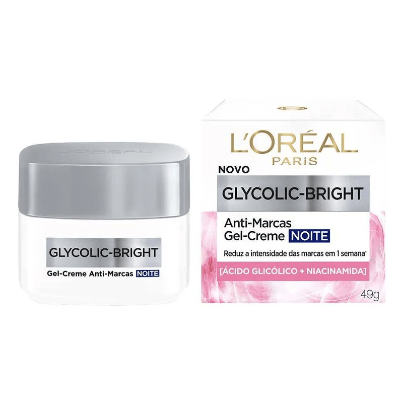Creme Facial em Gel Anti-Marcas Loreal Paris - Glycolic Bright Noite - 49g em Oferta na Shopee