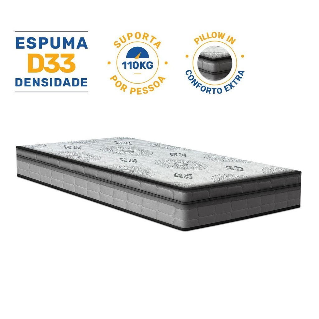Colchão Espuma D33 Pillow In Anjos Ortosleep Solteiro 88x188x18cm em Oferta na Shopee