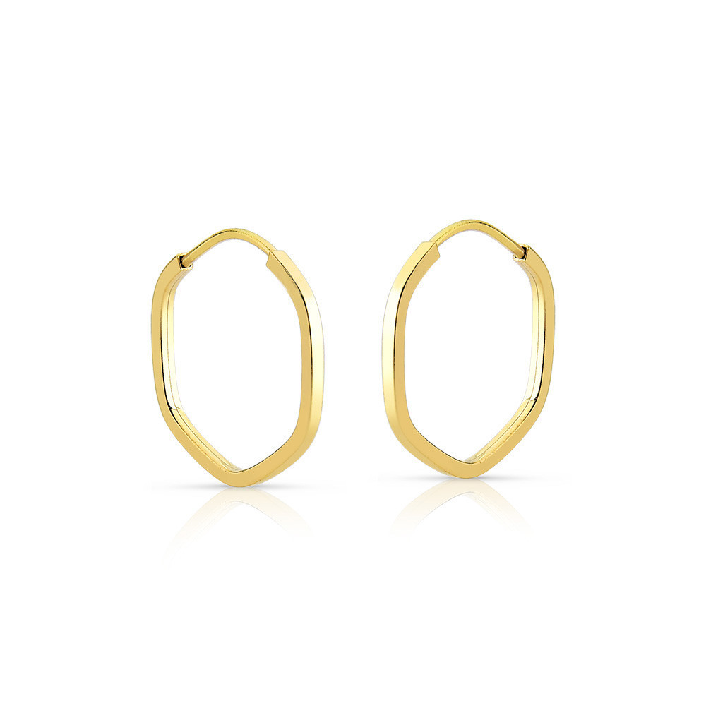 Brinco Primeiro/ Segundo Furo Argola Sextavada Ouro 18k Par - Fashion Accessories
