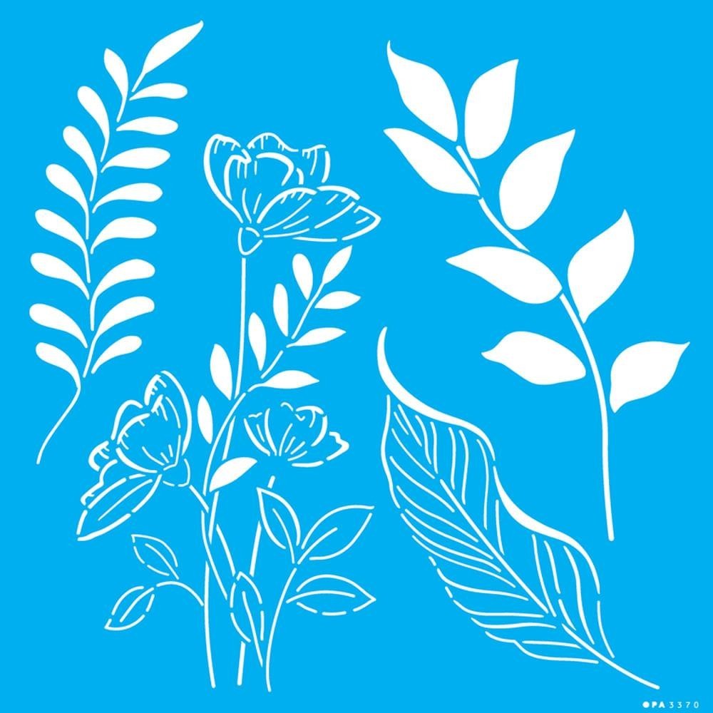 Stencil Opa 30,5 X 30,5 cm - Orgânico : Papoulas e Folhas - 3370 em Oferta na Shopee
