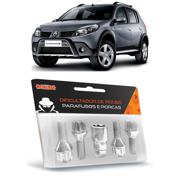 Kit Parafuso Antifurto Trava de Roda Sandero Stepway Todos Anos