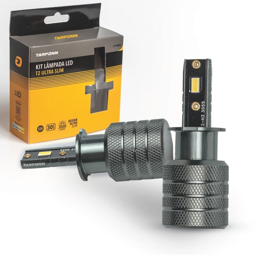 Kit Lâmpada Led T2 Cyber  Ultra slim H3 30W 6000KTarponn em Oferta na Shopee