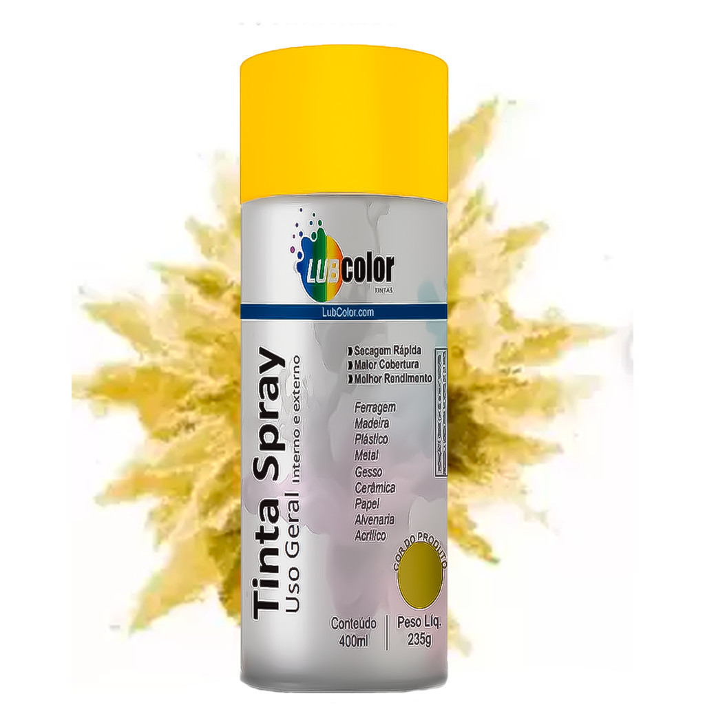 Tinta Spray Amarelo Claro 400ml Madeira Plástico Metal Isopor Papel Uso Geral em Oferta na Shopee