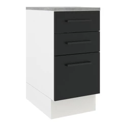 Balcão Armário de Cozinha 40 cm 3 Gavetas Branco/Preto Agata Madesa