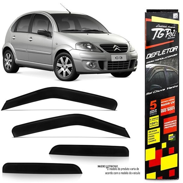 Calha Chuva Defletor TG Poli Citroen C3 2003 2004 2005 2006 2007 2008 2009 2010 2011 2012 - 4 Portas