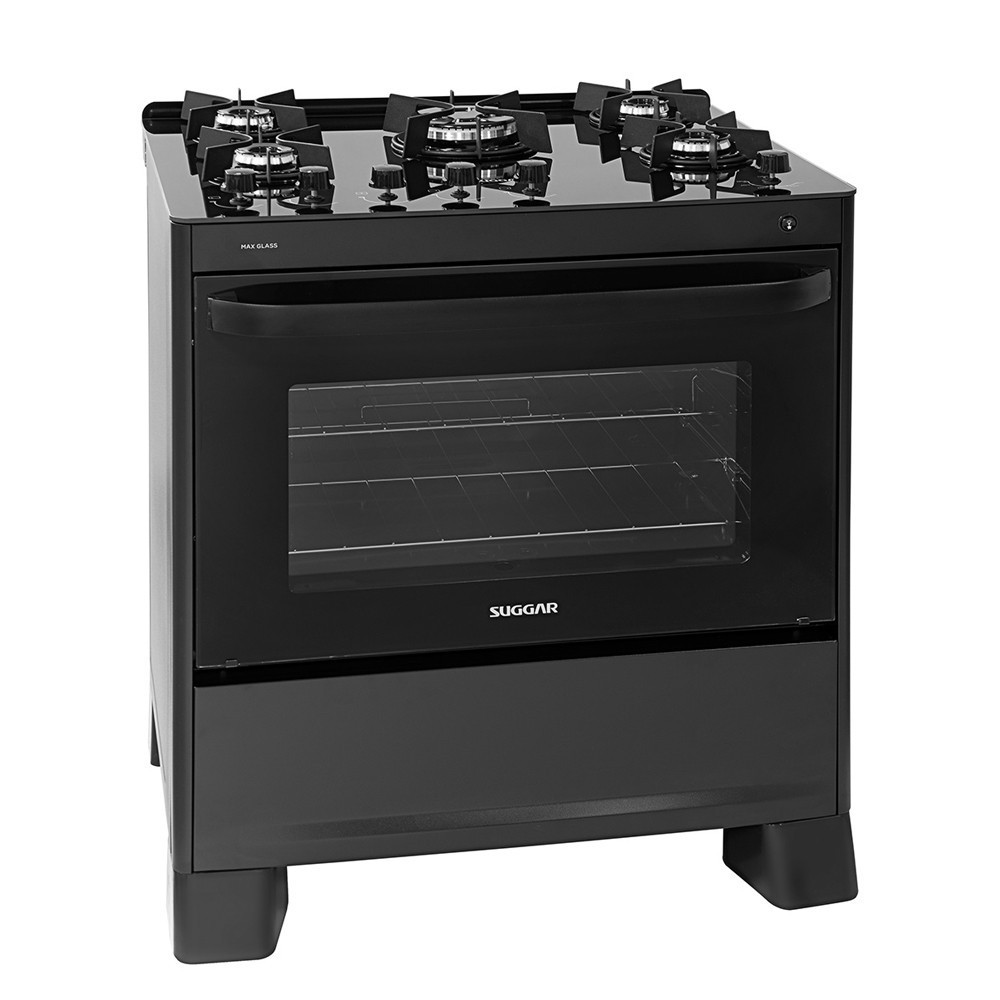 Fogão FGVMG510PT Max Glass 5 Bocas Mesa de Vidro Temperado Suggar em Oferta na Shopee