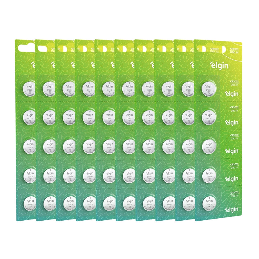 Kit Blister Cartela 50 Unidades Pilhas Moeda Cr2032 3v Elgin