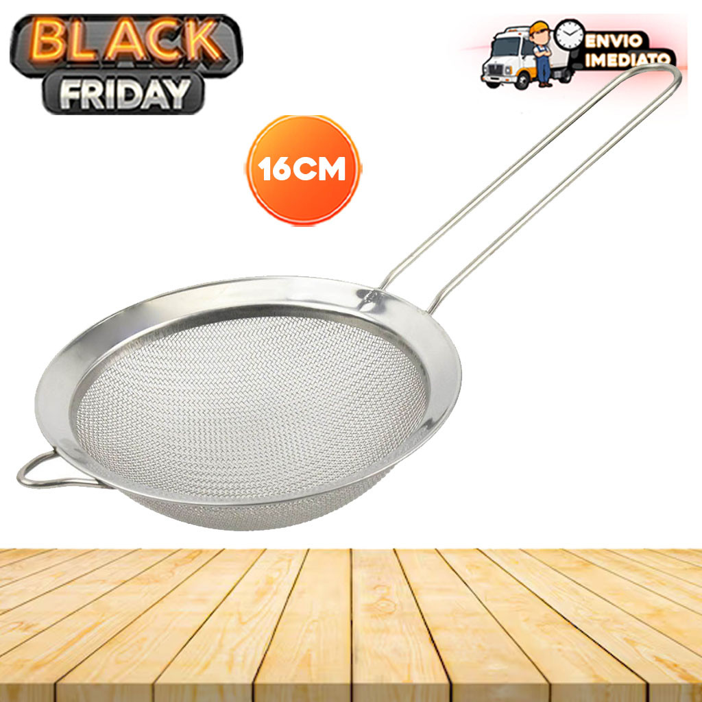 Peneira Inox Grande 16cm Malha Fina - Ideal para Coar, Peneirar e Preparar Drinks e Receitas