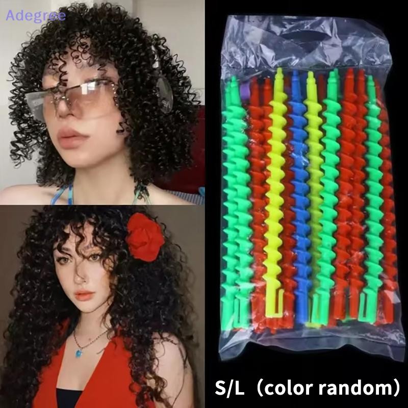Adegree Plástico Espiral Perm Vara Modelador De Cabelo Sem Calor Feminino Rolos Encaracolado Cachos Frio Barra Barbeiro em Oferta na Shopee