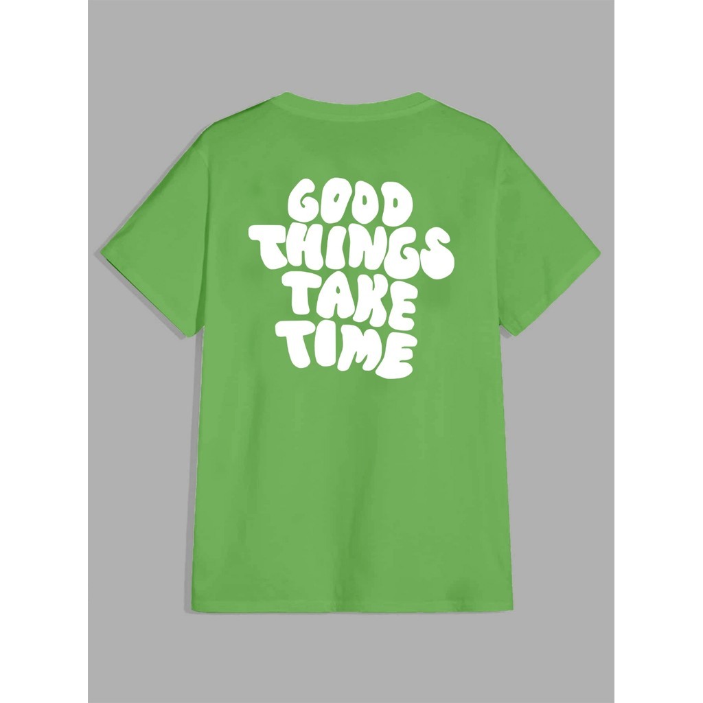 T Shirt Personalizada Camisa Dia Noite Oversized Camiseta Estampa  Good Things Tike Time Bordada