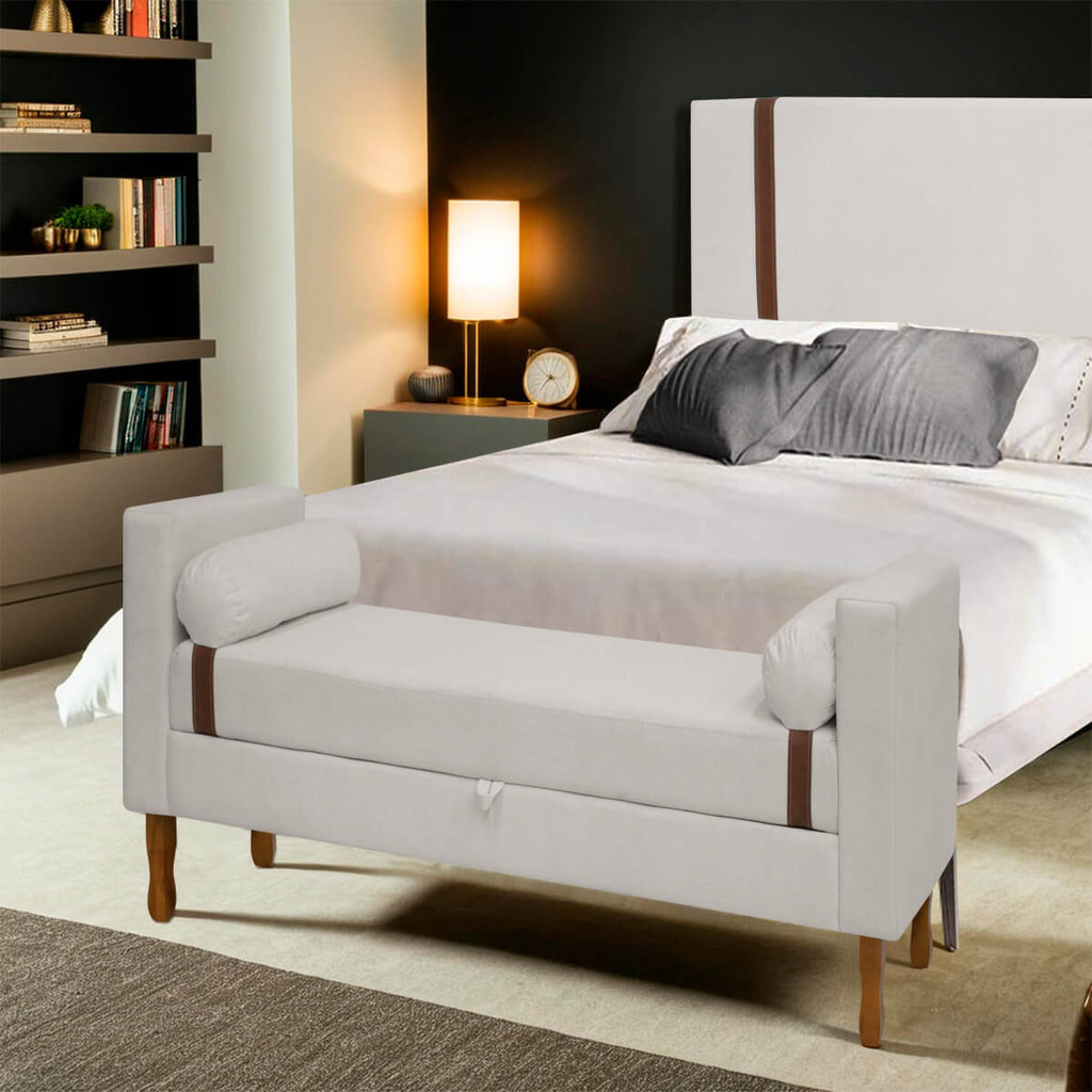 Recamier Sapateira Baú Pietro para Cama Box de Solteiro 90cm Bouclê - SOFA STORE