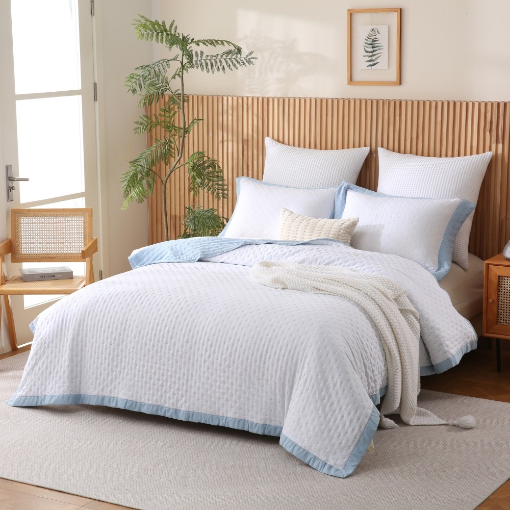 Kit Cobre Leito Colcha King Paris Bicolor Percal 300 fios Blue em Oferta na Shopee