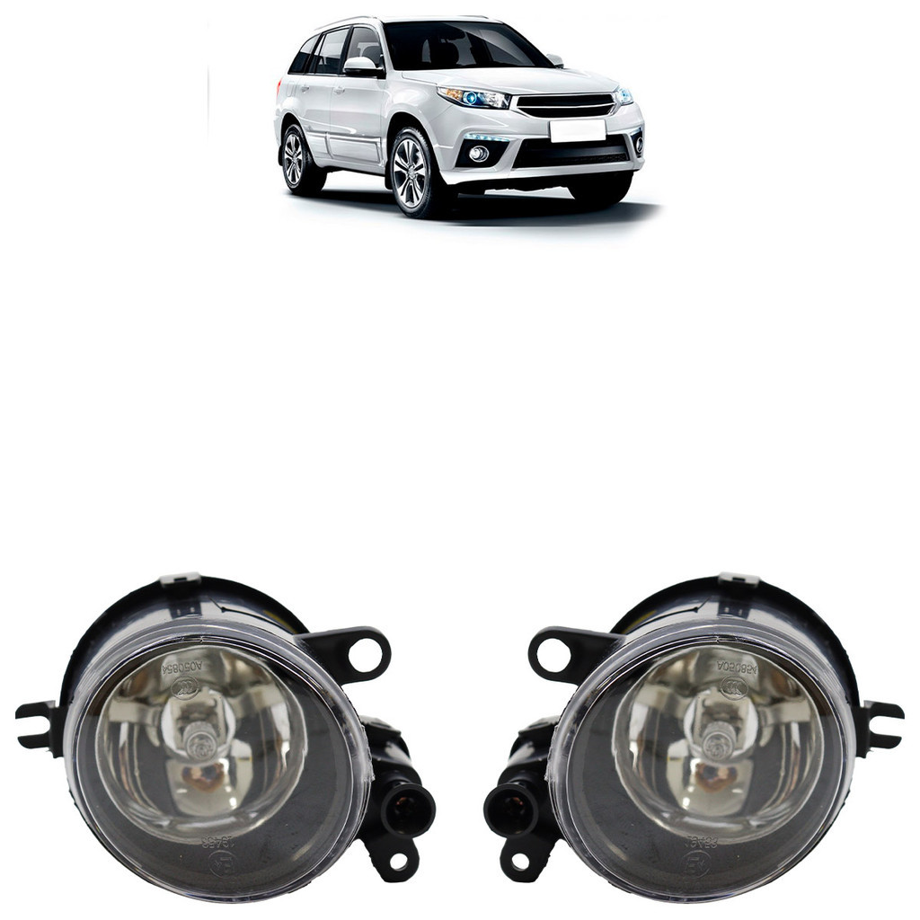 Par Farol Milha Tiggo 2014 Foco Manual Lente Lisa Acrílico